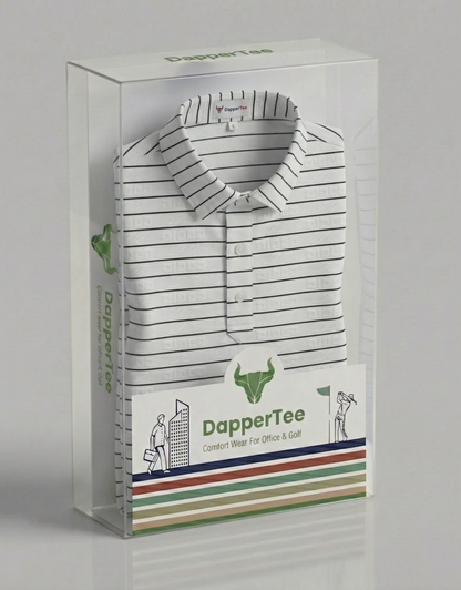 DapperTee premium long sleeve polo luxury packaging for high-end professional corporate gifting.