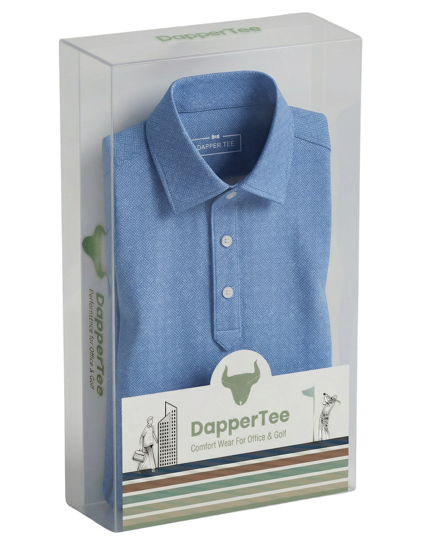 DapperTee premium long sleeve polo luxury packaging for high-end professional corporate gifting.