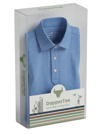 DapperTee premium long sleeve polo luxury packaging for high-end professional corporate gifting.