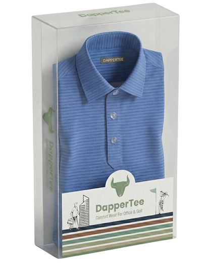 Super Jaquard Double Structure Blue DapperTee Polo For Office