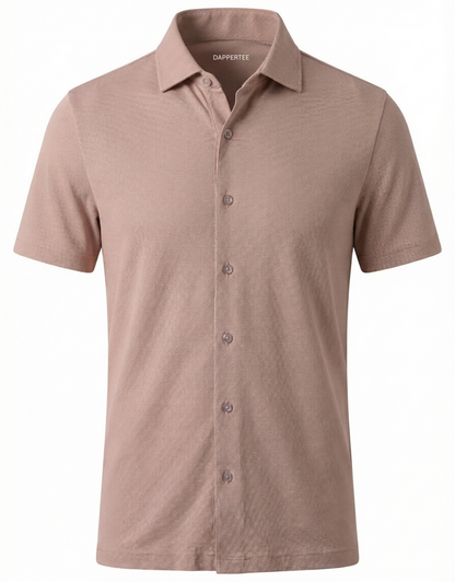 DapperTee Netherland brown jacquard open polo premium professional corporate office attire gear.