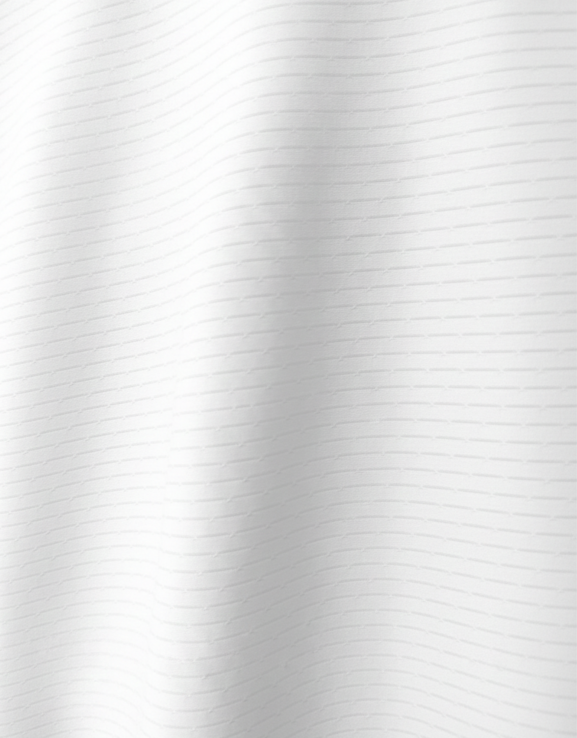 Close-up specialized jacquard polyamide fabric texture on DapperTee Icelandic white striper polo.