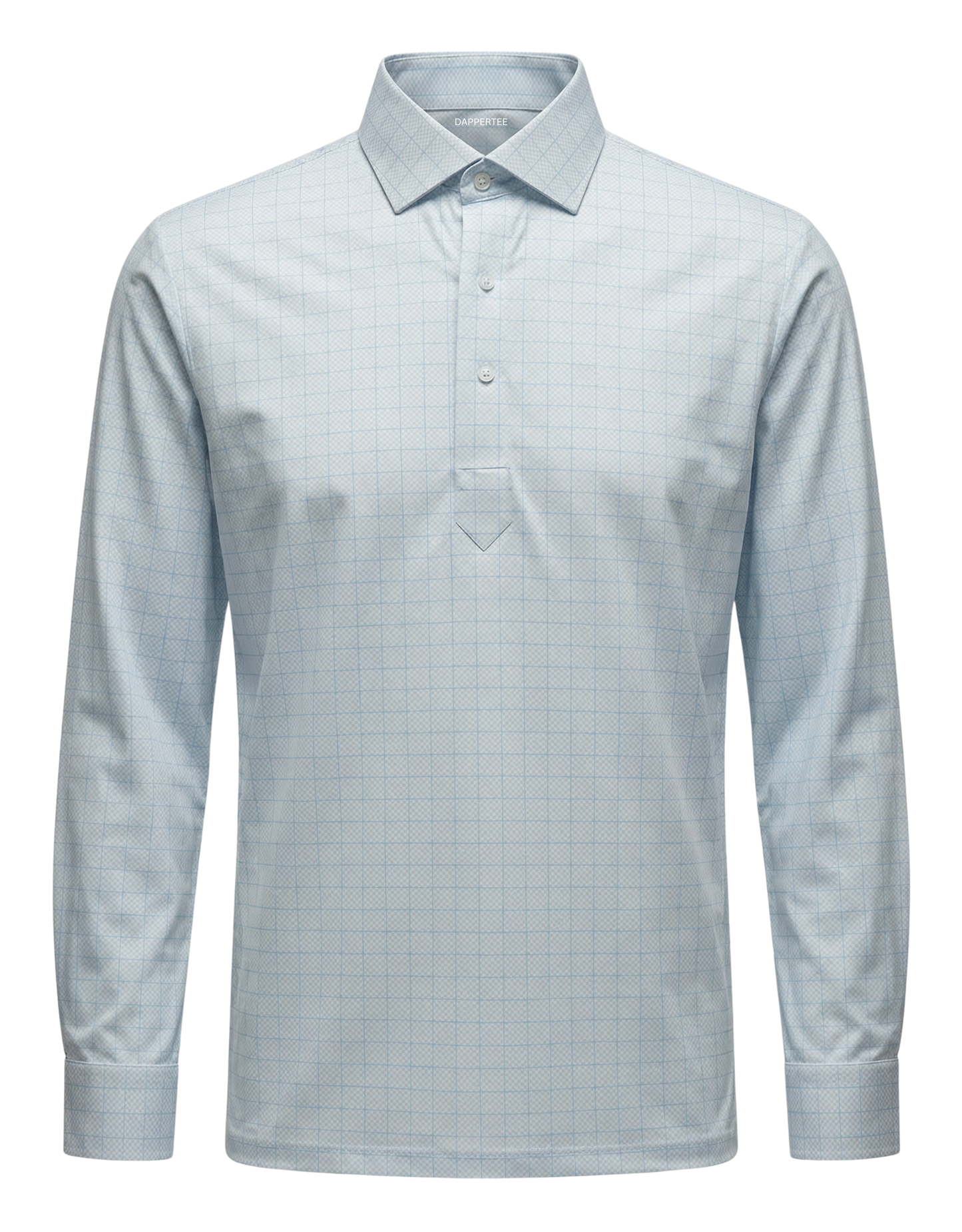 DapperTee German Chancellor check long sleeve polo luxury premium professional office attire.
