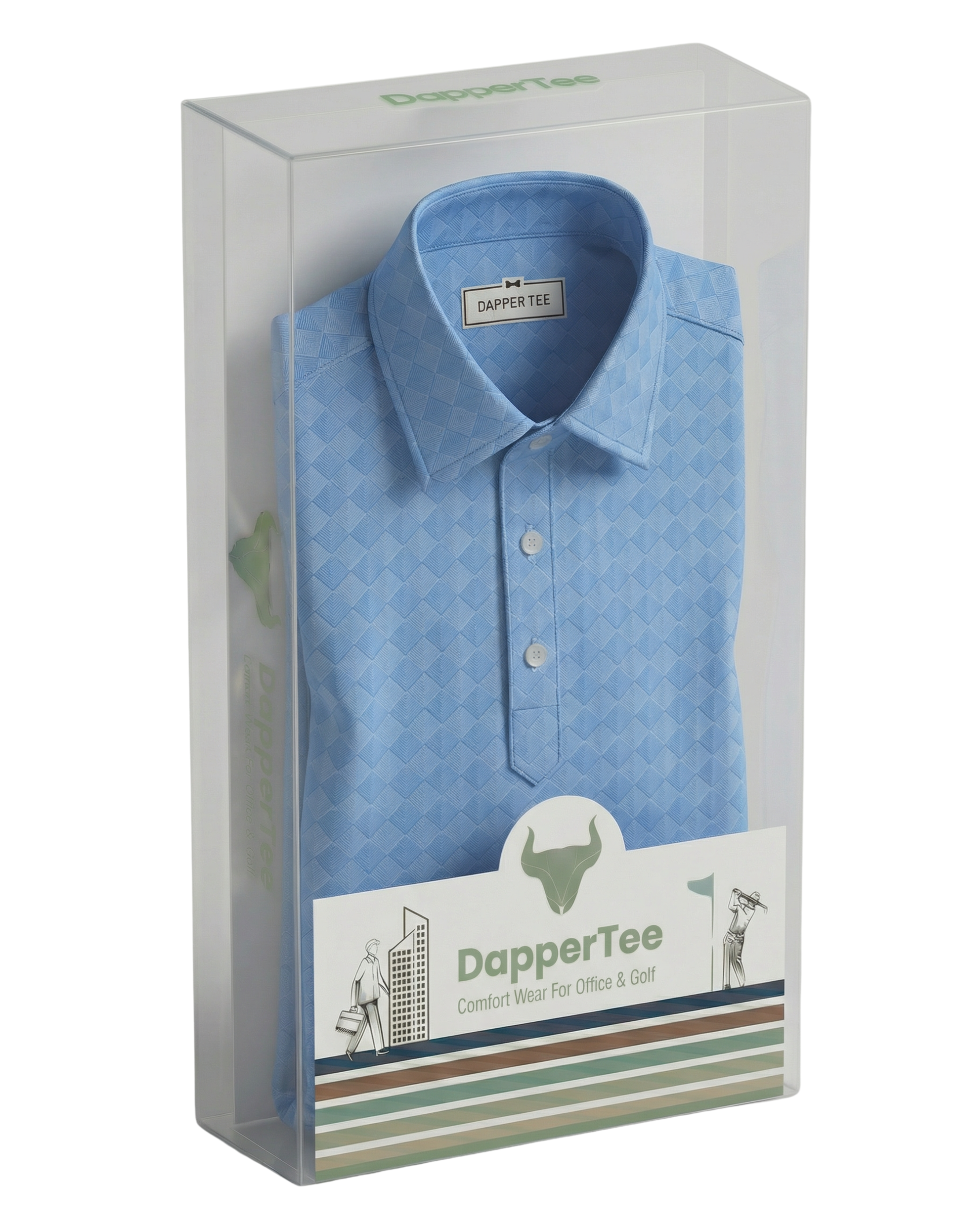 DapperTee premium long sleeve polo luxury packaging for high-end professional corporate gifting.
