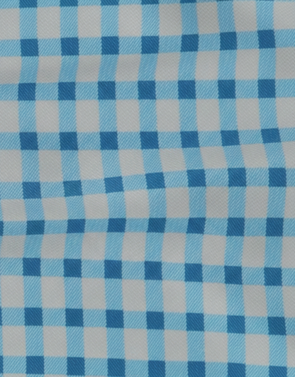 Close-up specialized polyamide fabric texture on DapperTee British Oxford checked office polo.