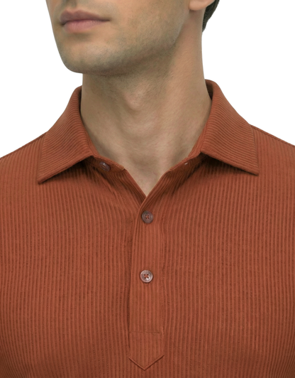 Greek Wine Rust Stripe Structured Polo For Office