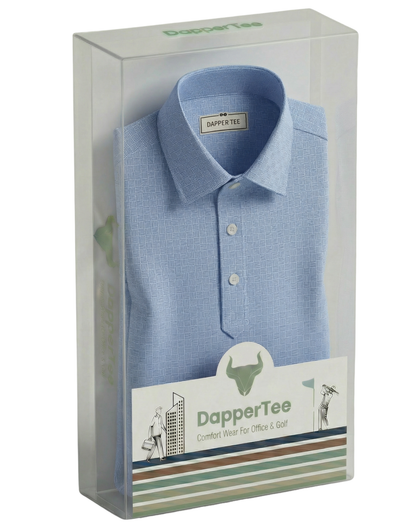 DapperTee premium long sleeve polo luxury packaging for high-end professional corporate gifting.