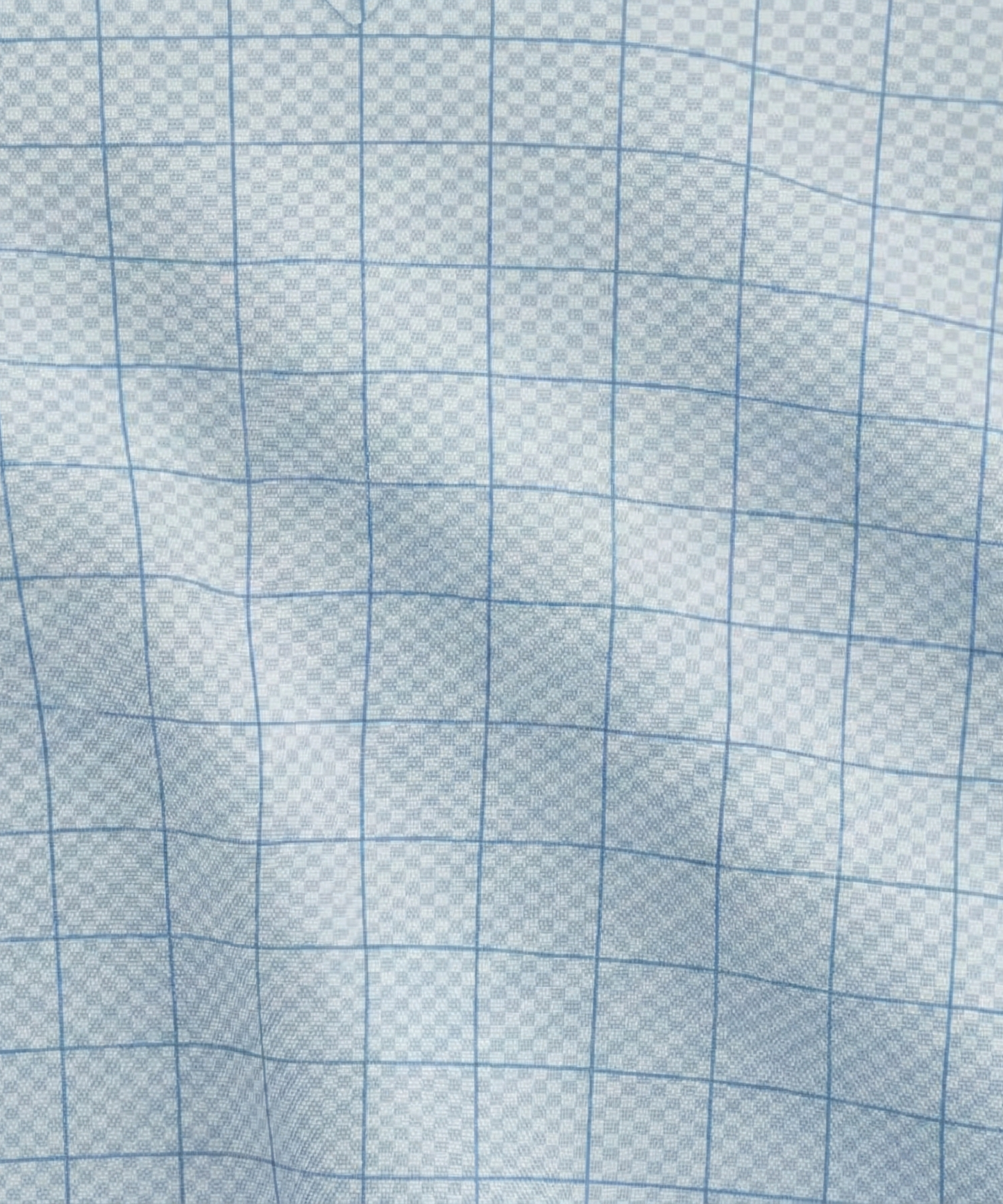 Close-up specialized polyamide fabric texture on DapperTee German Chancellor checked office polo.