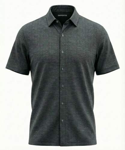 DapperTee German Sky black jacquard open polo premium professional corporate office attire.