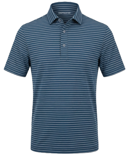 Navy Blue Jaquard White Striper Polo for Office