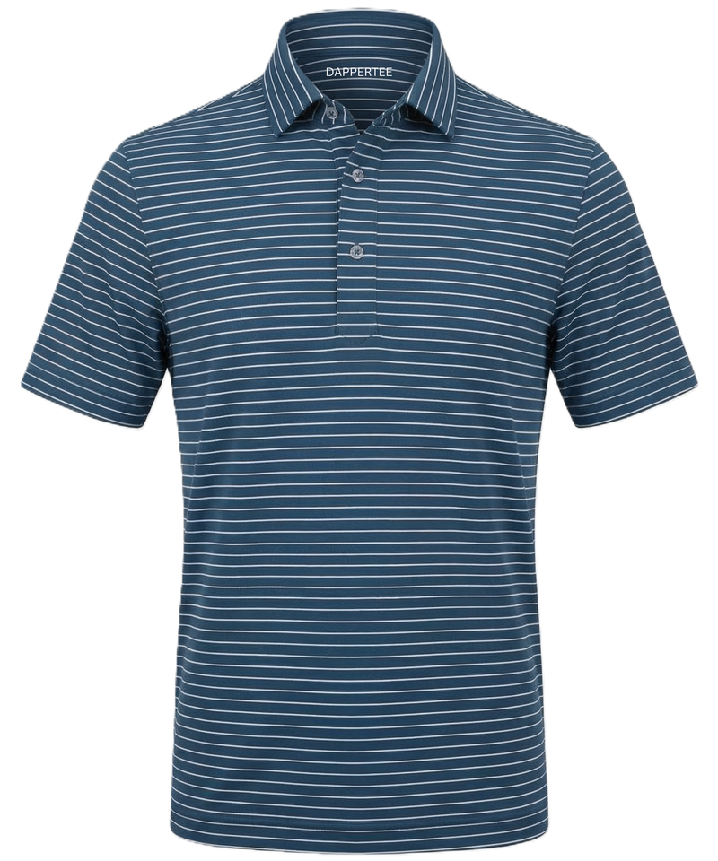 Navy Blue Jaquard White Striper Polo for Office