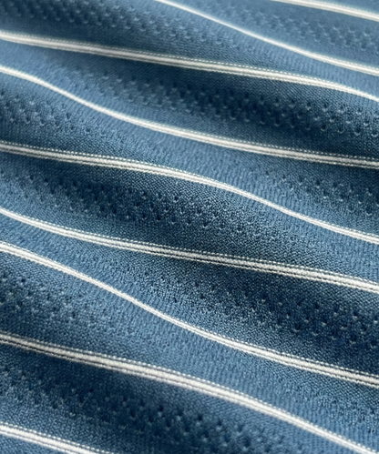 Navy Blue Jaquard White Striper Polo for Office