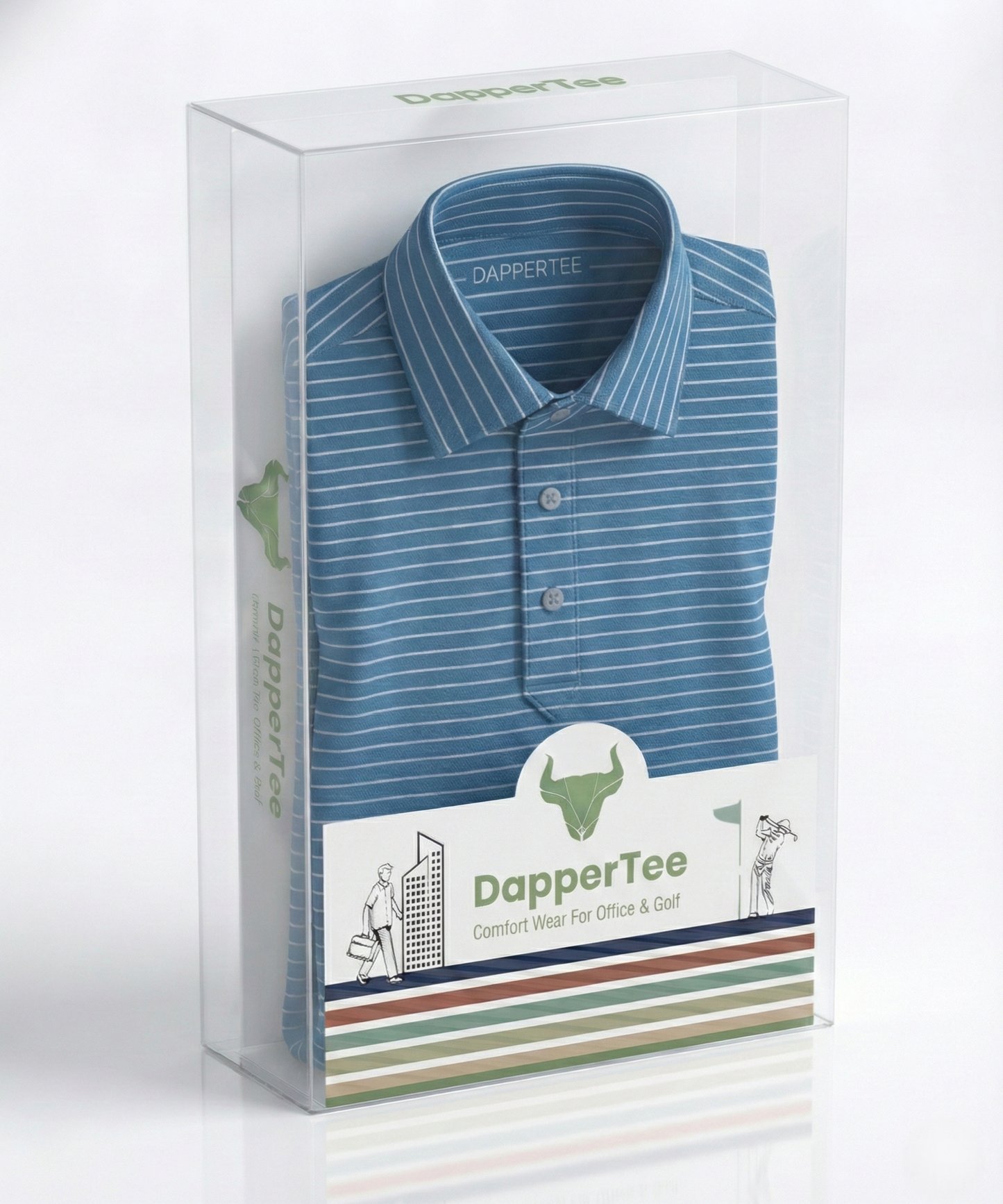 Navy Blue Jaquard White Striper Polo for Office