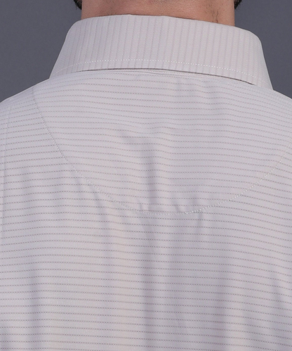Premium Stripe Jaquard Light Khaki DapperTee Polo For Office