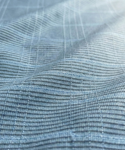 Paris Blue Checks Texture Jaquard Design Polo For Office