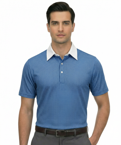 French Style Houndstooth Design Office Polo With White Collar