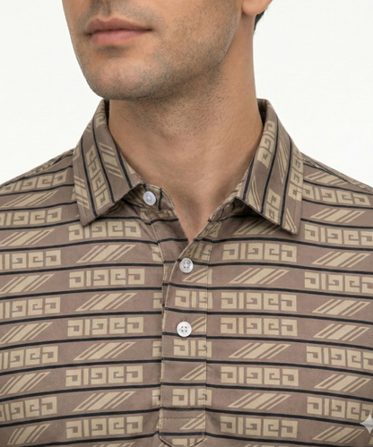 Pure Essential Flex Brown Jaquard Polo for Office