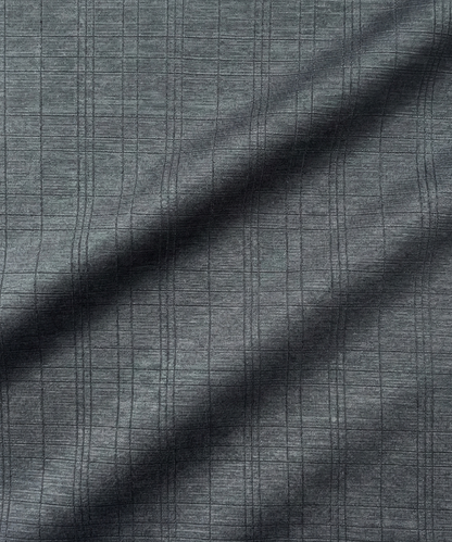 Close-up specialized jaquard polyamide fabric texture on DapperTee German sky black polo.