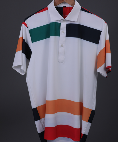 DapperTee stretchable golf polo demonstrating relaxed fit and high performance breathable polyamide.