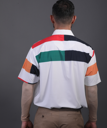 DapperTee Europe Design polo showcasing relaxed fit for professional men’s athletic style.