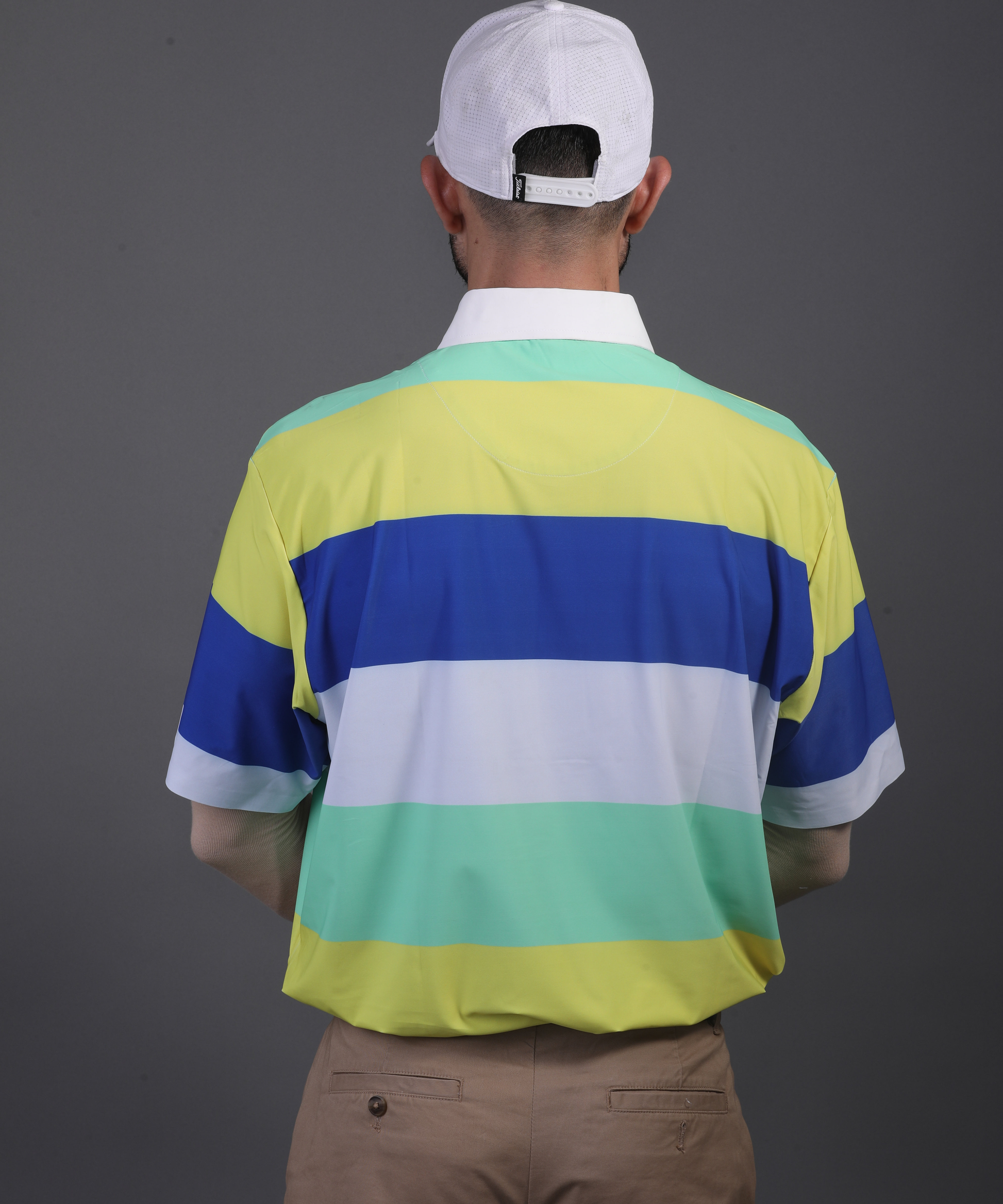 DapperTee stretchable golf polo demonstrating relaxed fit and high performance breathable polyamide.