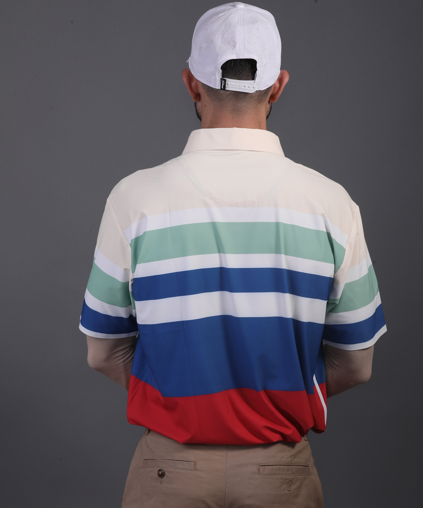 DapperTee stretchable golf polo demonstrating relaxed fit and high performance breathable polyamide.