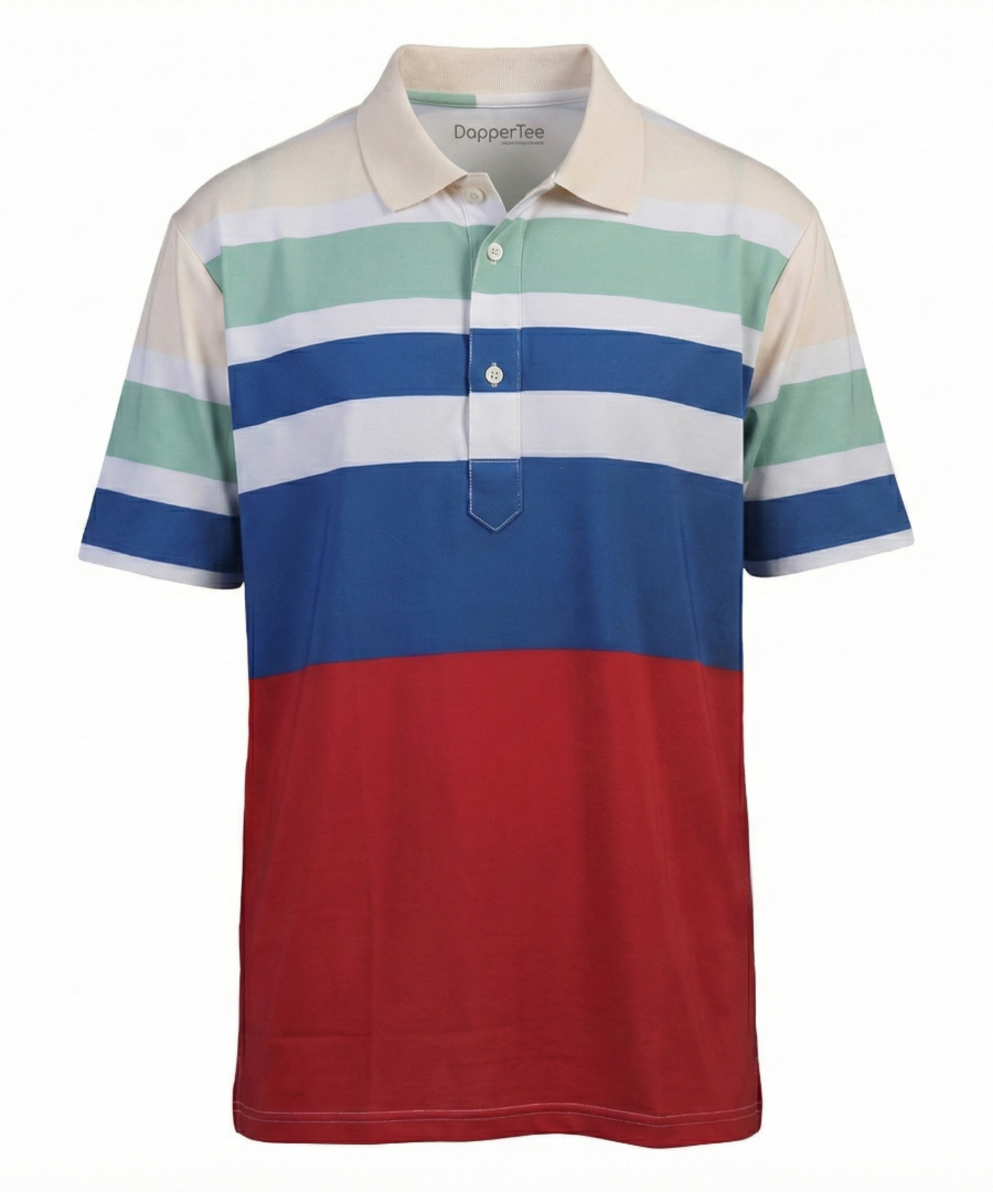 DapperTee Super Essential Flex golf polo luxury athletic wear signature v stiched placket.
