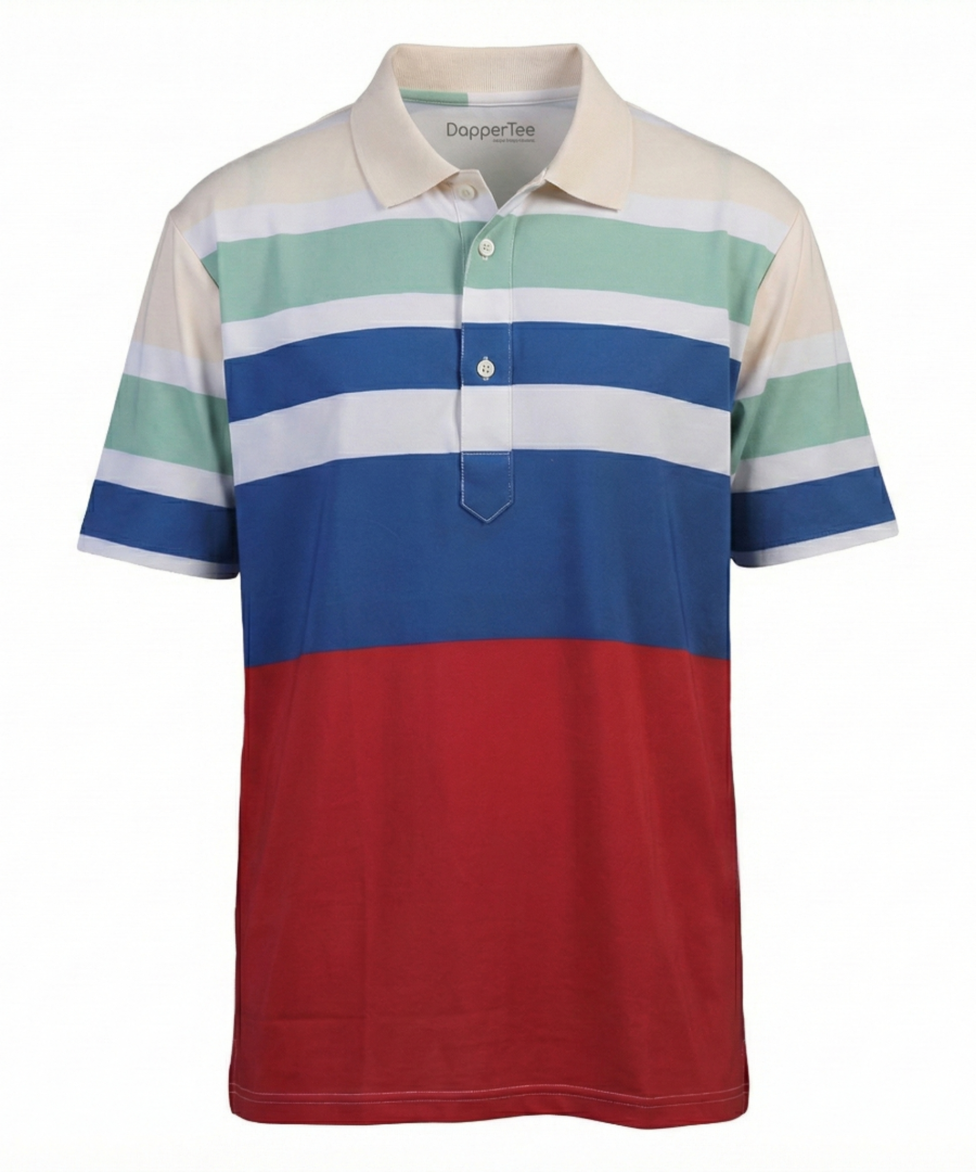 DapperTee Super Essential Flex golf polo luxury athletic wear signature v stiched placket.