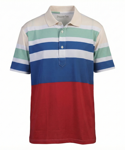 DapperTee Super Essential Flex golf polo luxury athletic wear signature v stiched placket.