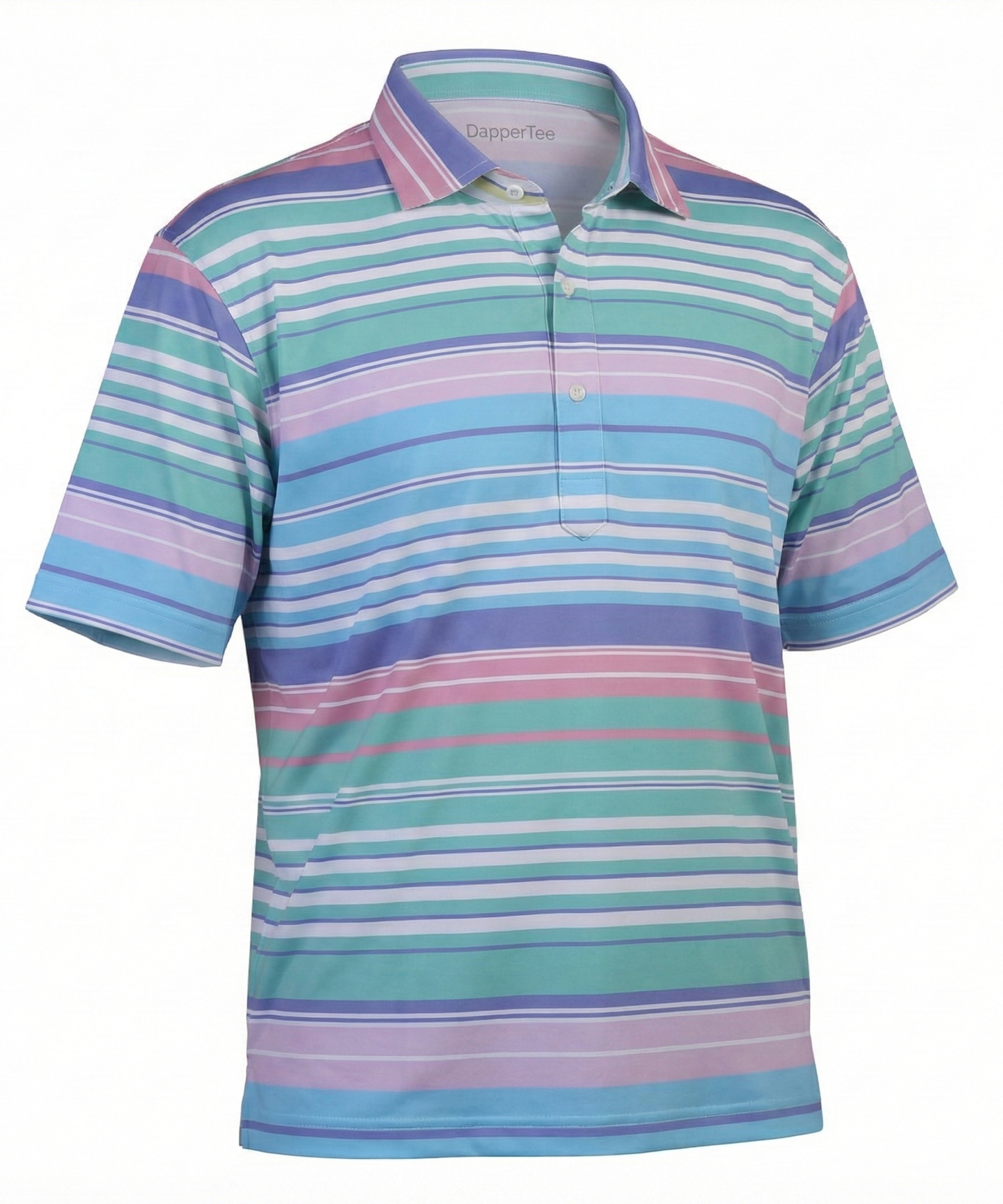 DapperTee Super Luxe multicolor knit golf polo luxury athletic wear v stiched placket.