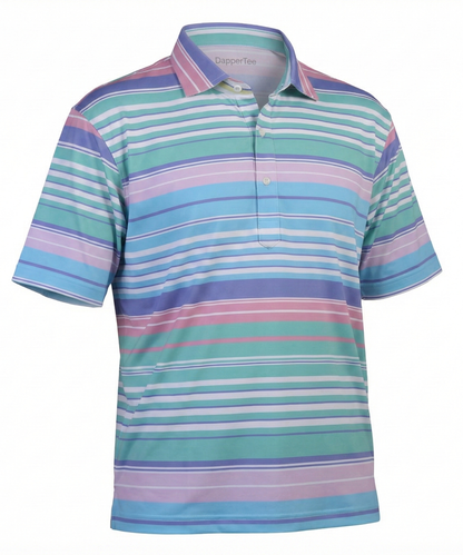 DapperTee Super Luxe multicolor knit golf polo luxury athletic wear v stiched placket.