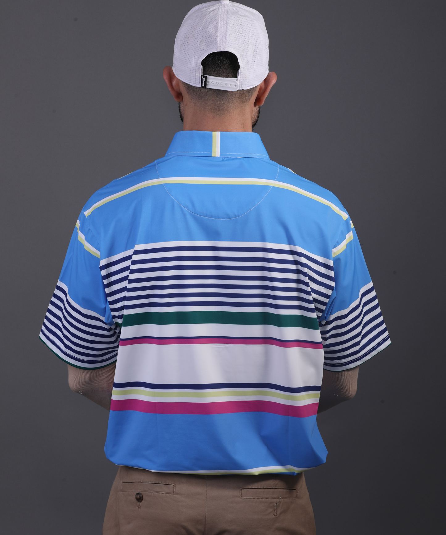 DapperTee stretchable golf polo demonstrating athletic fit and performance comfort.