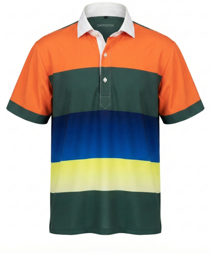 DapperTee orange green blue luxury golf polo with signature v stiched placket.