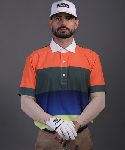 Men’s DapperTee colorful golf polo breathable polyamide fabric professional athletic performance gear.