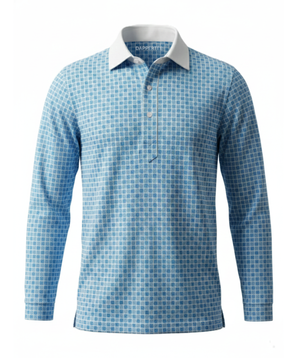 British Checks With White Collar Long Sleeves Office Polo