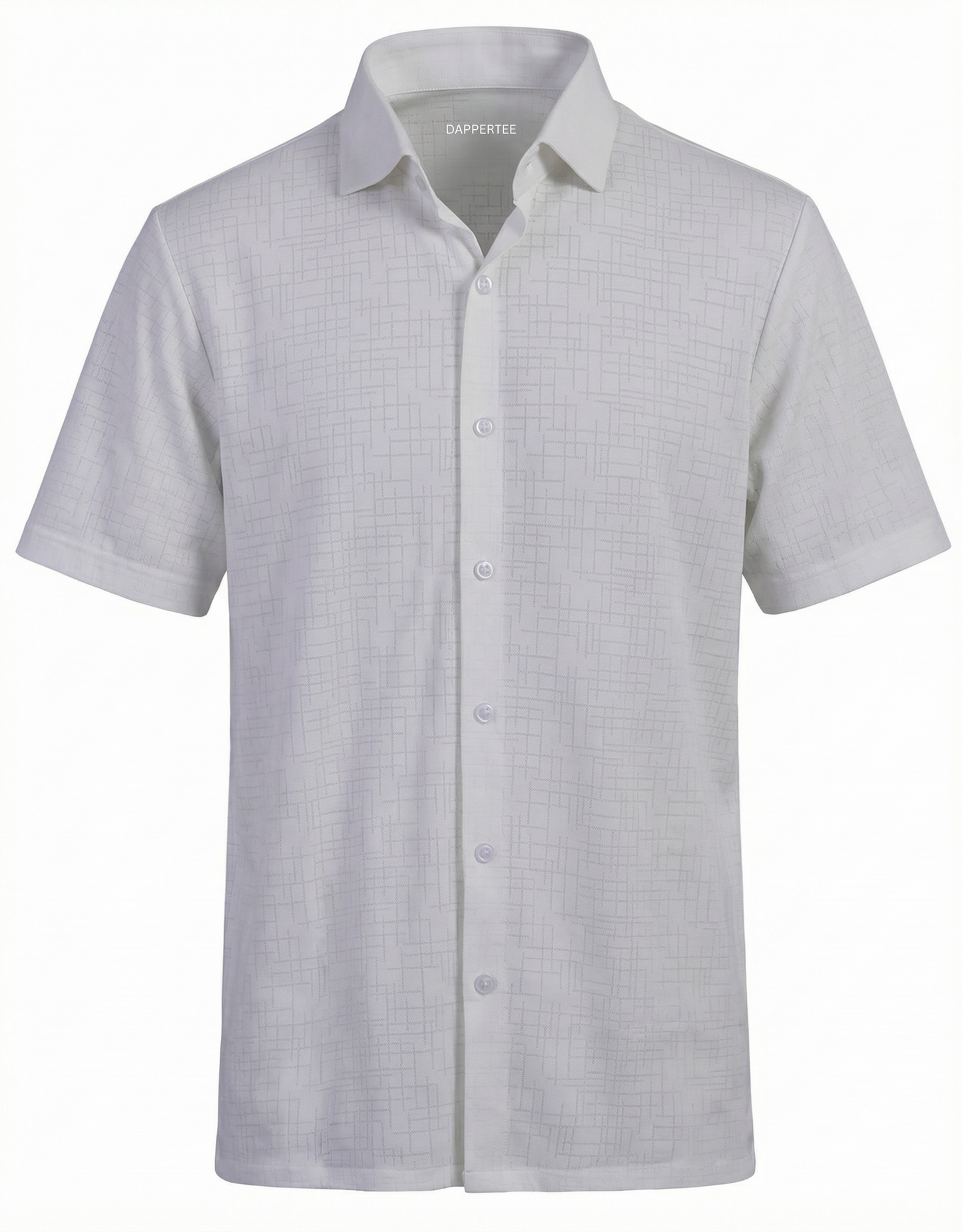DapperTee Regal basic jacquard white open polo premium professional corporate office attire.