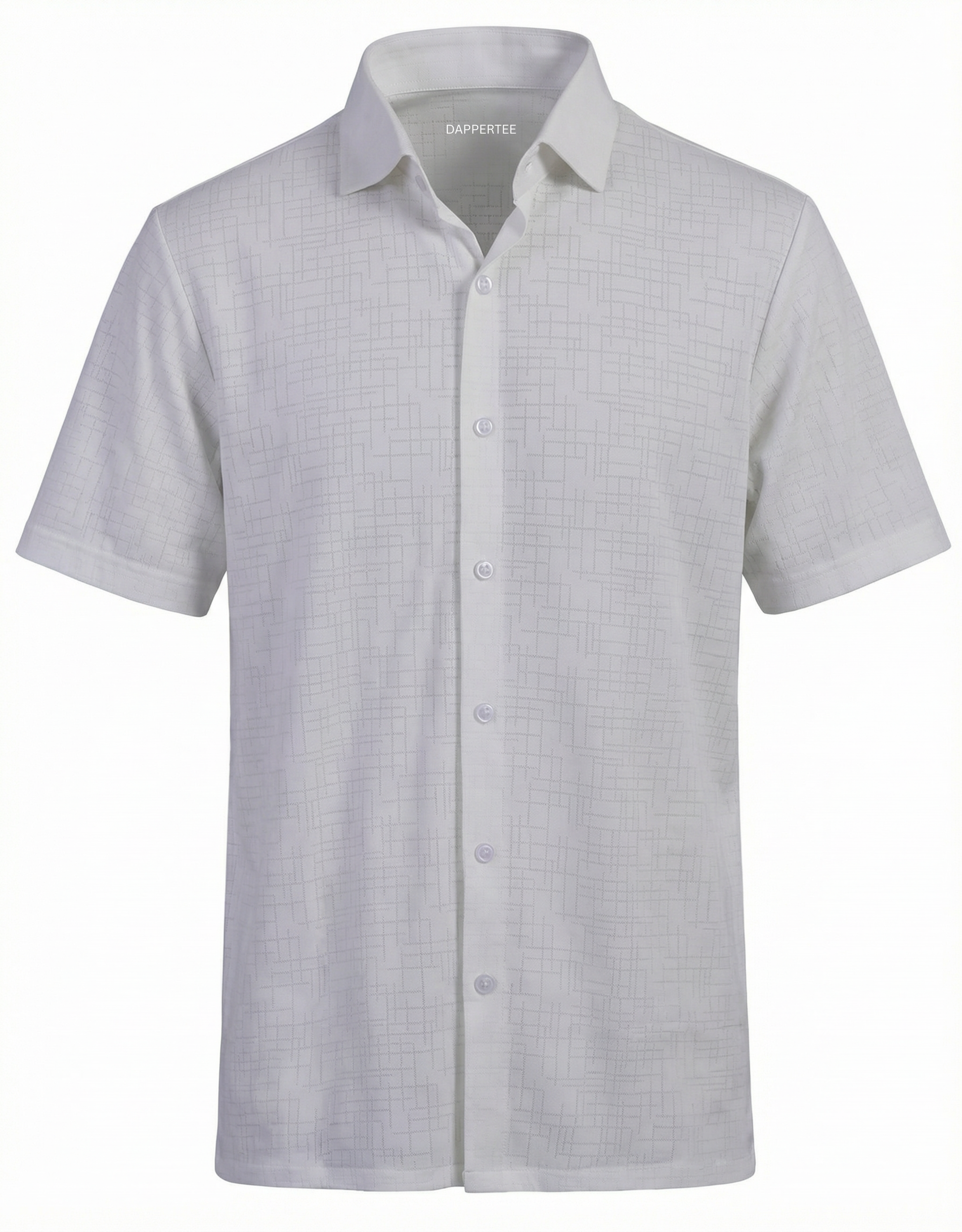 DapperTee Regal basic jacquard white open polo premium professional corporate office attire.