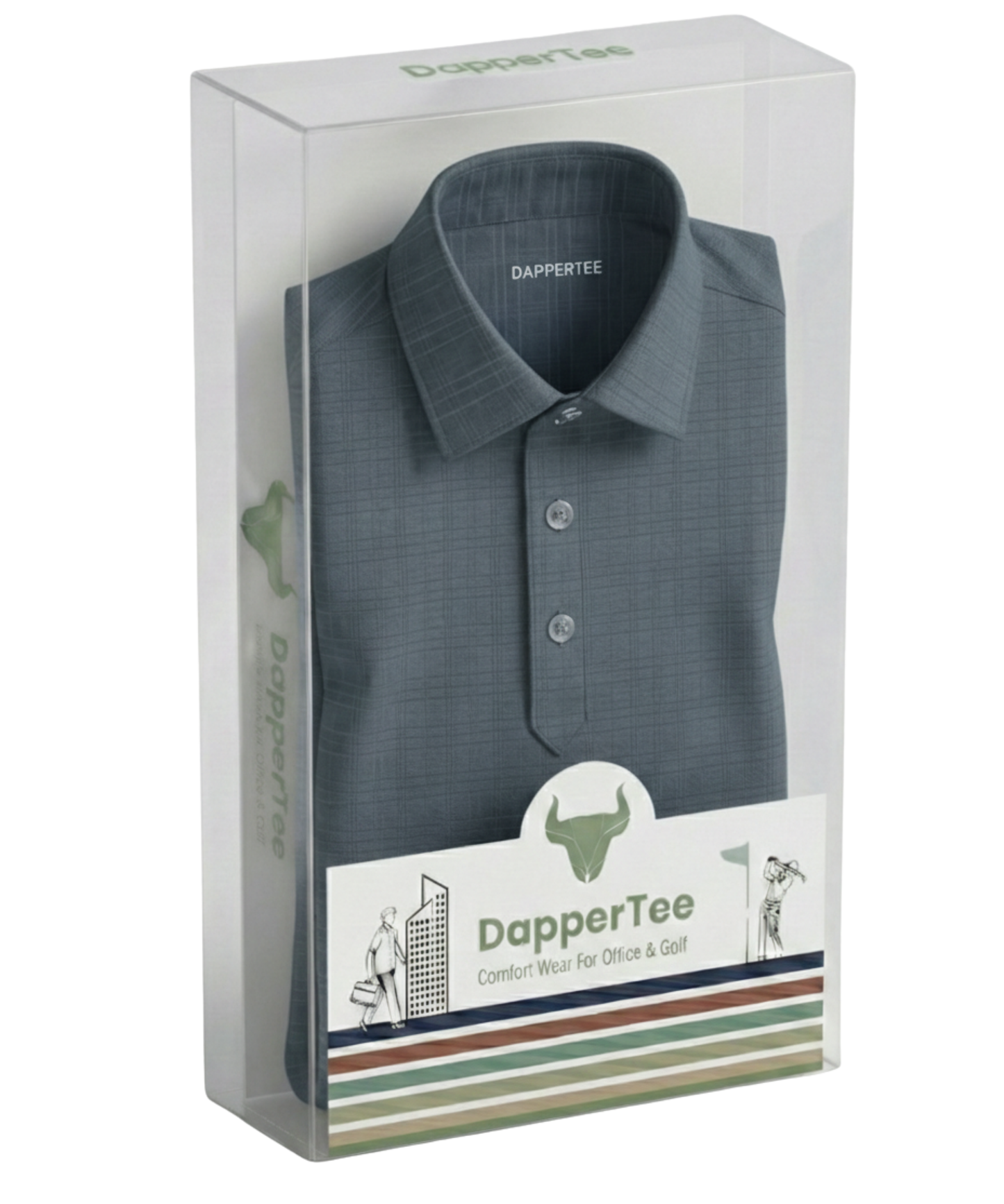 DapperTee premium black polo luxury packaging for high-end professional corporate gifting needs.