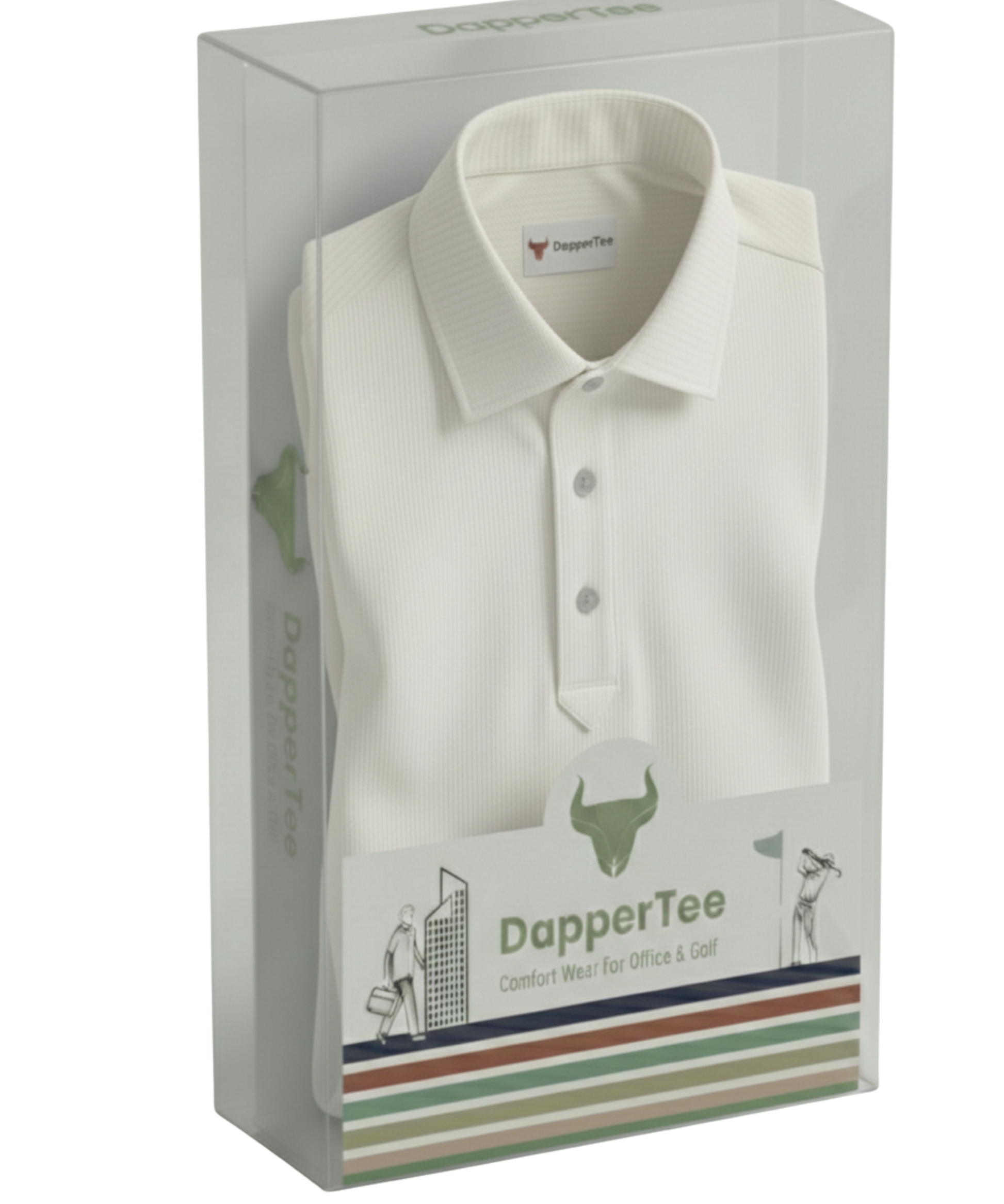 DapperTee premium white polo luxury packaging for high-end professional corporate gifting needs.