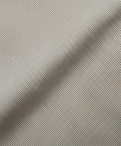 Close-up specialized jacquard polyamide fabric texture on DapperTee Netherland khaki office polo.