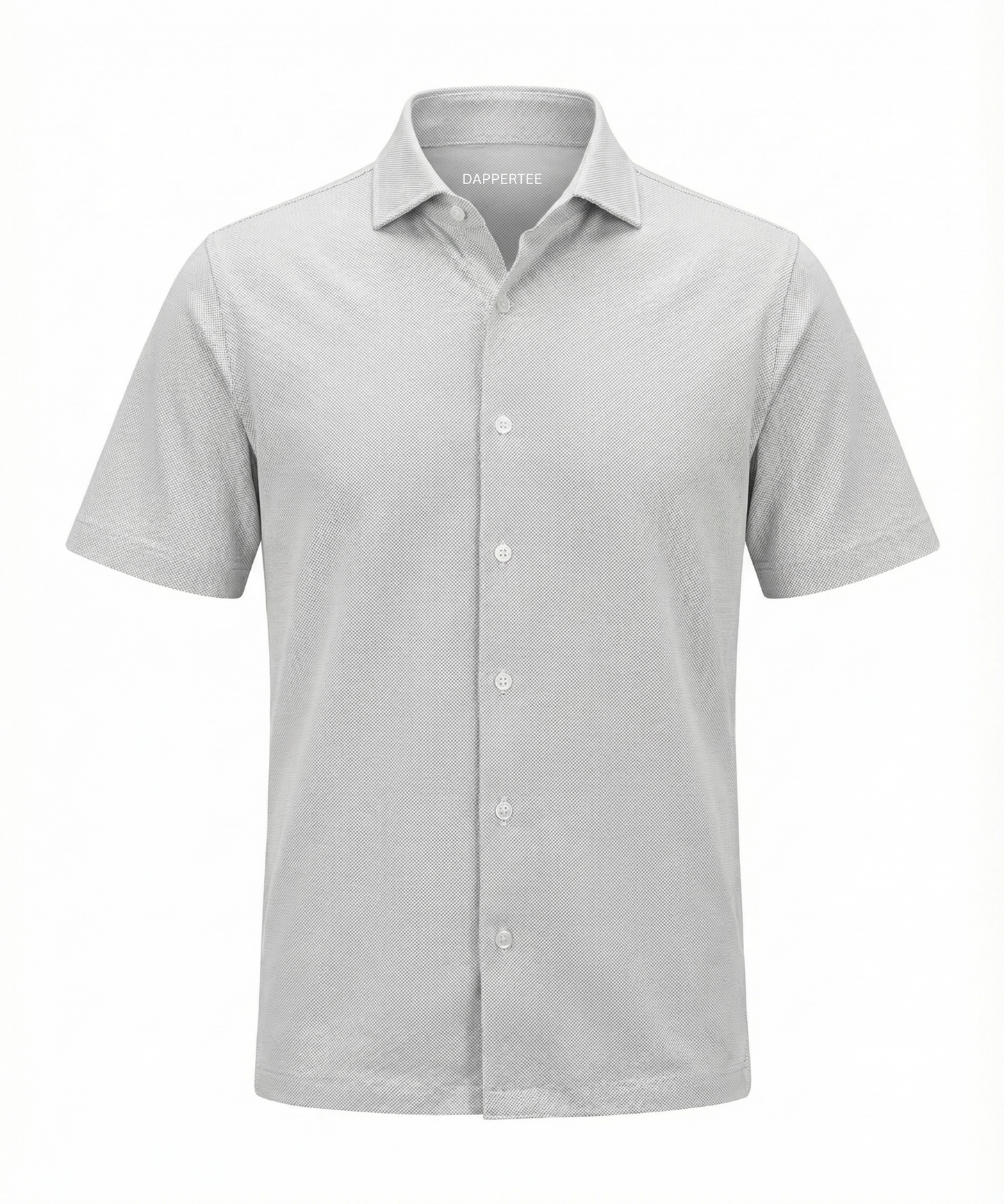DapperTee Denmark steel grey pique open polo premium professional corporate office attire.