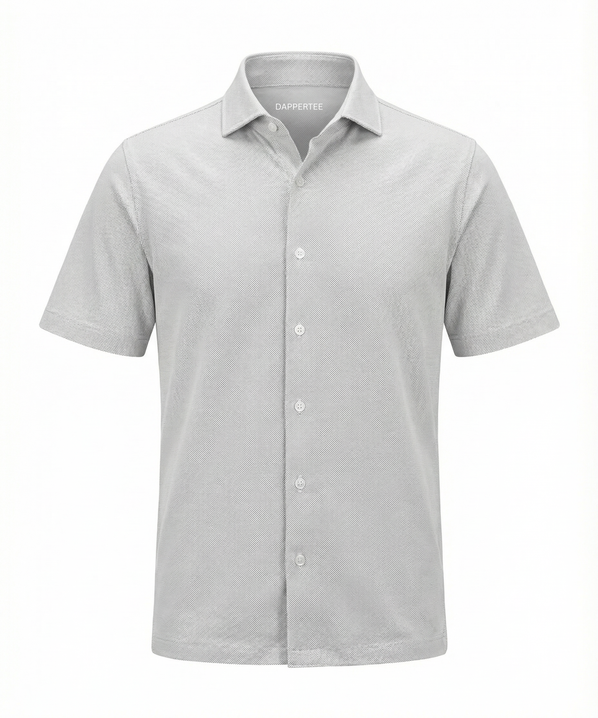 DapperTee Denmark steel grey pique open polo premium professional corporate office attire.
