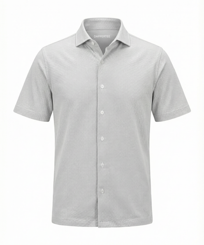 DapperTee Denmark steel grey pique open polo premium professional corporate office attire.