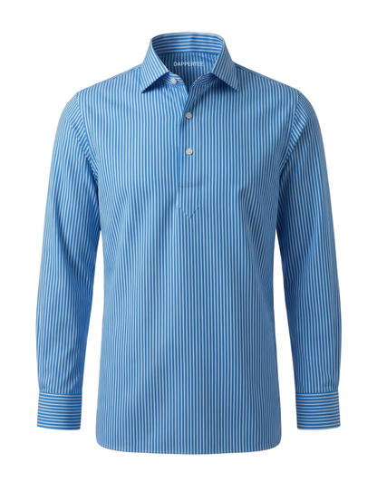 London Blue Pin Stripes Full Sleeve Polo For Office