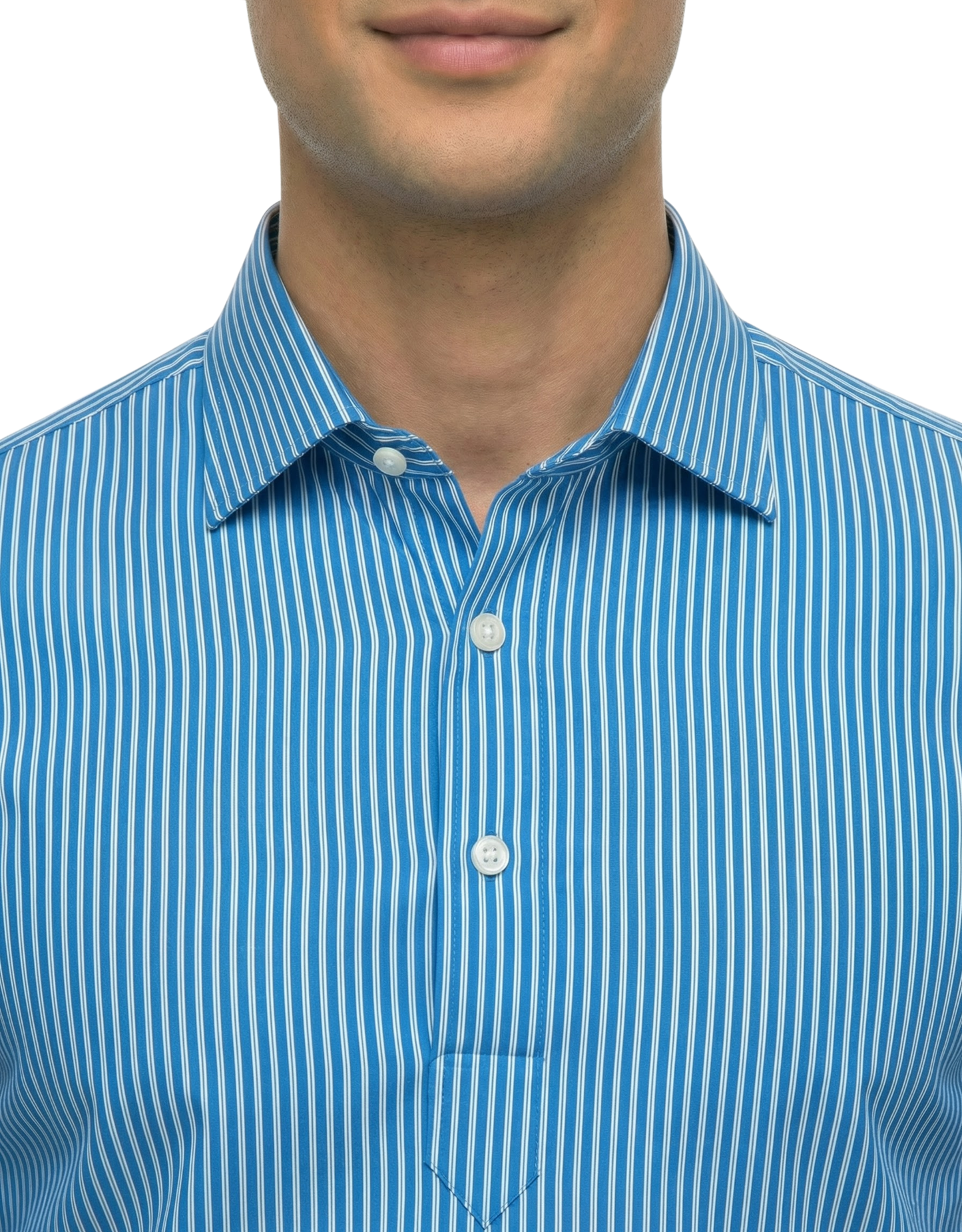 London Blue Pin Stripes Full Sleeve Polo For Office