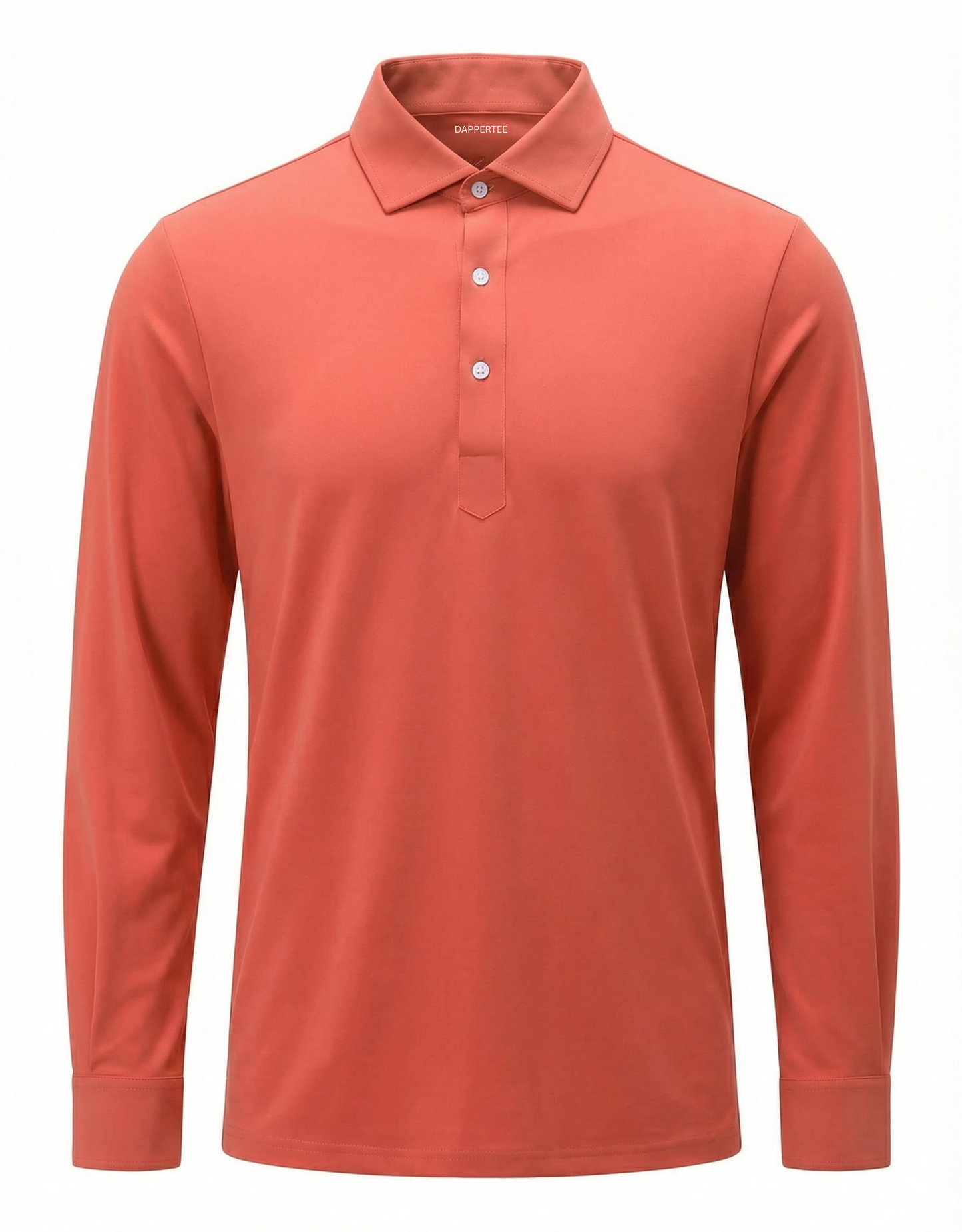 DapperTee Japan Sun rust long sleeve polo luxury premium professional office attire.