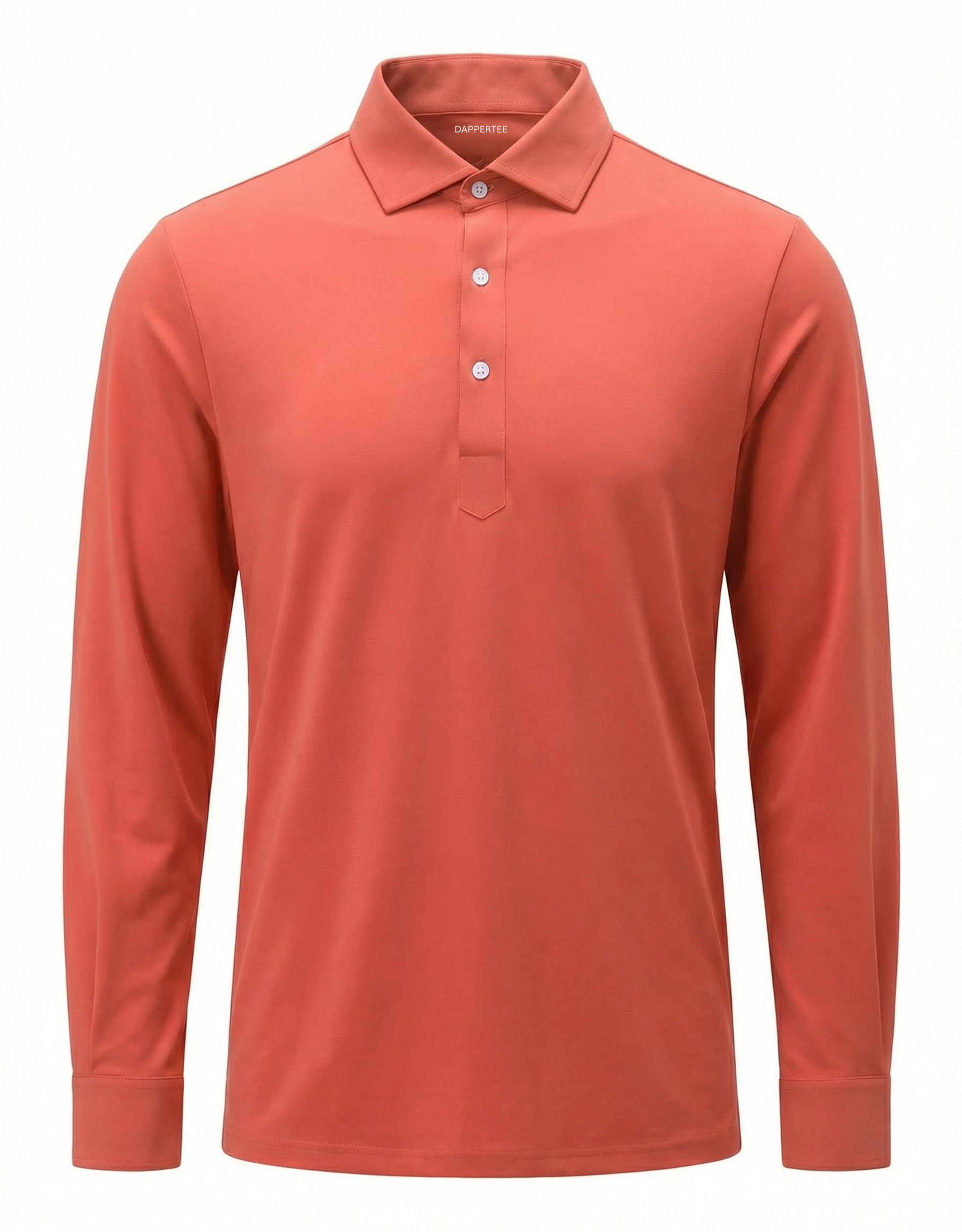 DapperTee Japan Sun rust long sleeve polo luxury premium professional office attire.
