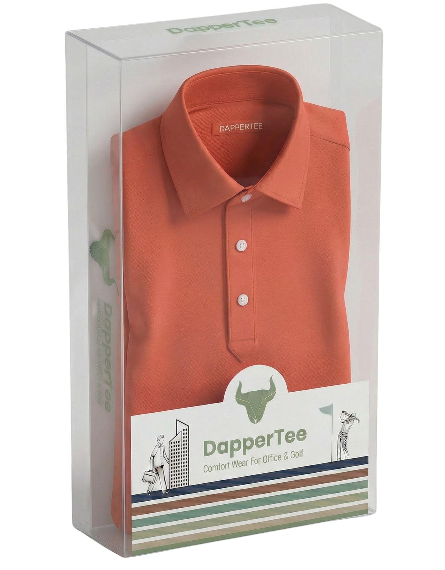 DapperTee premium long sleeve polo luxury packaging for high-end professional corporate gifting.
