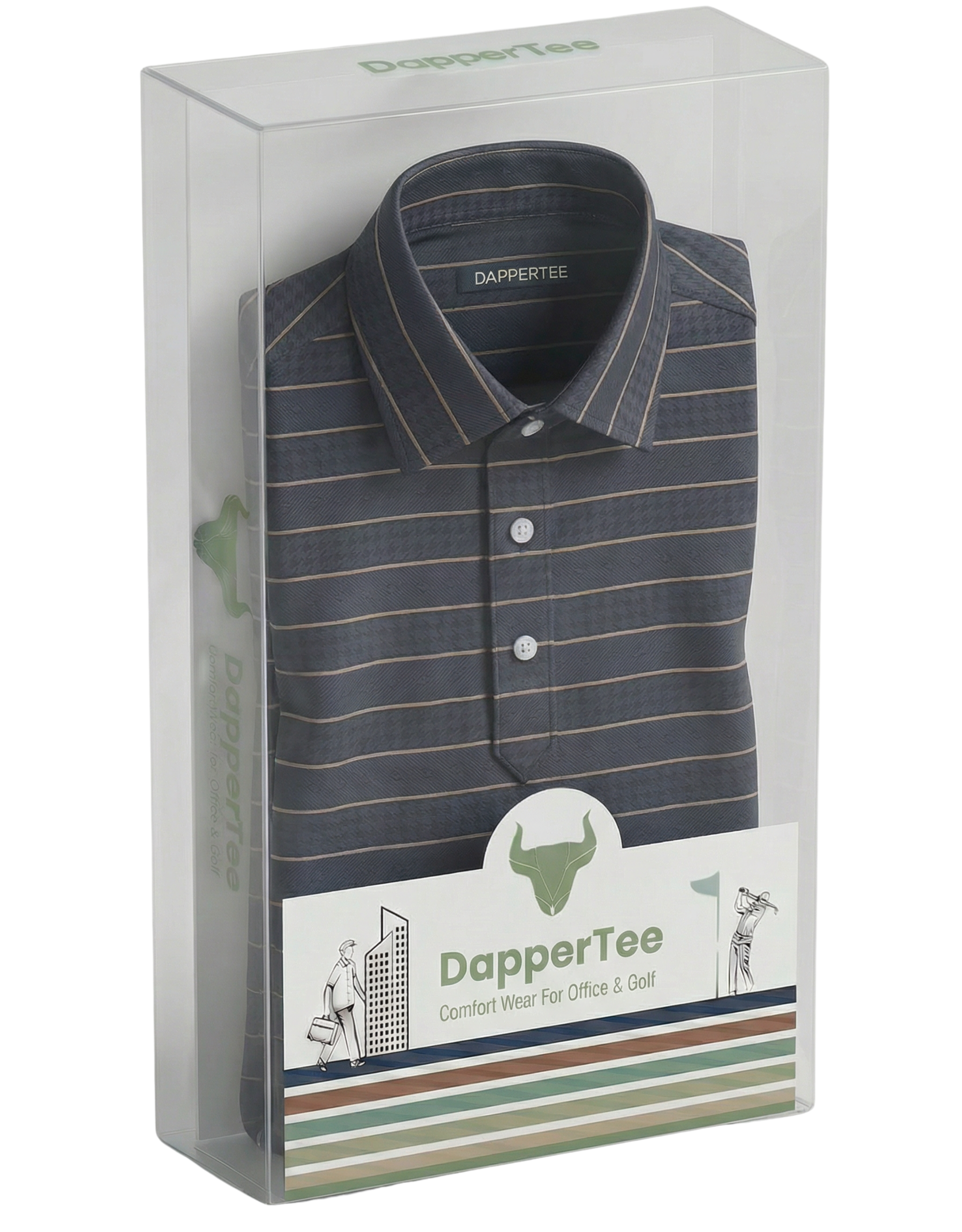 DapperTee premium long sleeve polo luxury packaging for high-end professional corporate gifting.