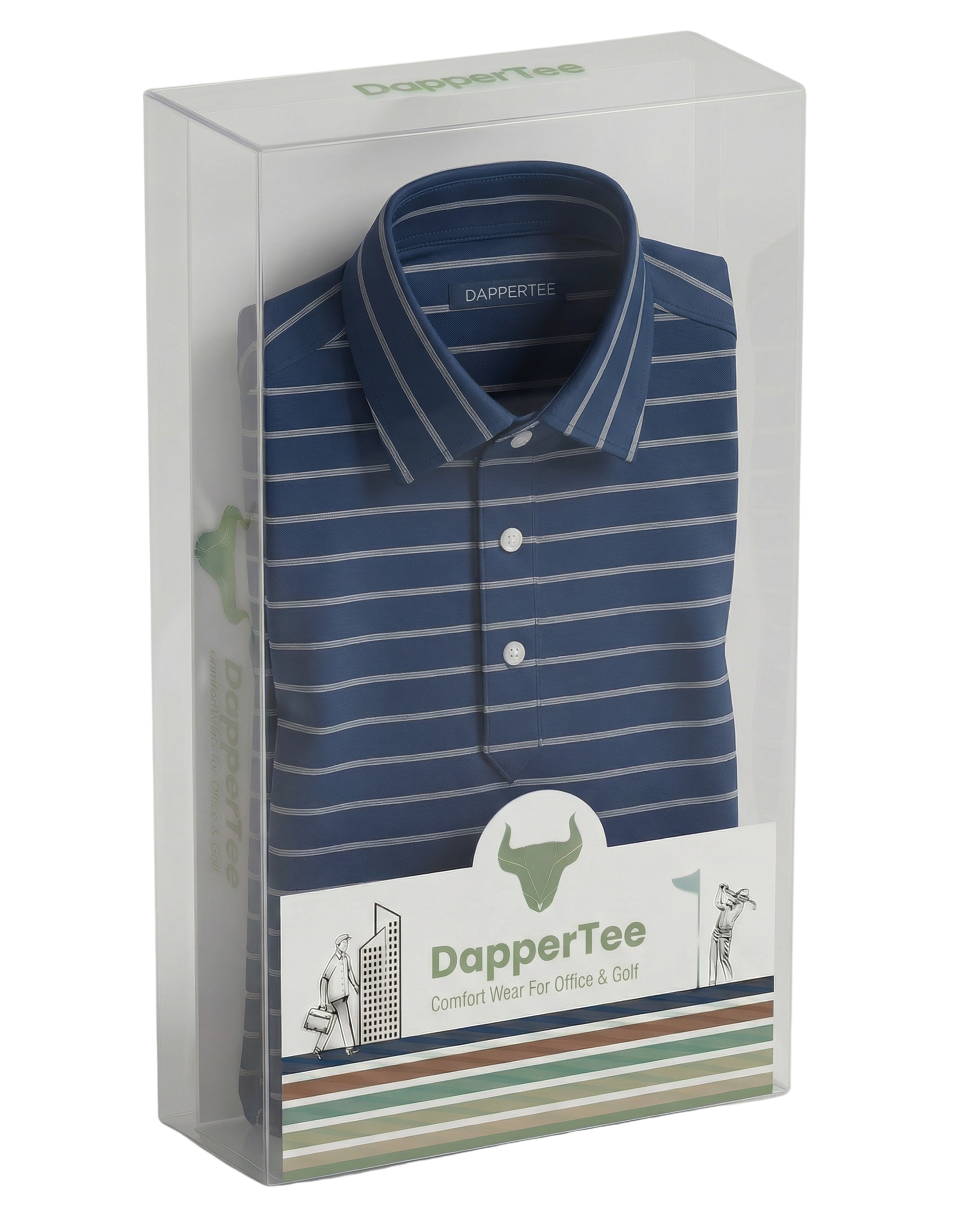DapperTee premium long sleeve polo luxury packaging for high-end professional corporate gifting.